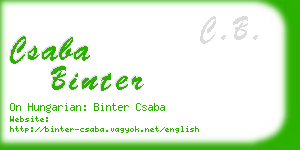 csaba binter business card